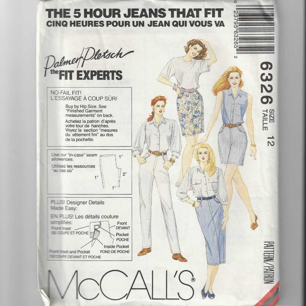 McCall's Pattern 6326 Misses' 5-Hour Jeans That Fit - Size 12 - Uncut